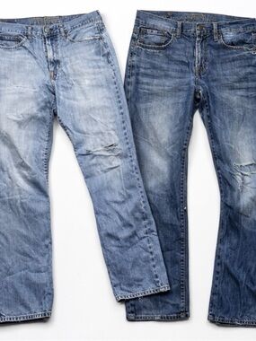 Men’s Distressed Denim Jeans Bundle (2 Pair) Faded Wash Casual Y2K  Streetwear